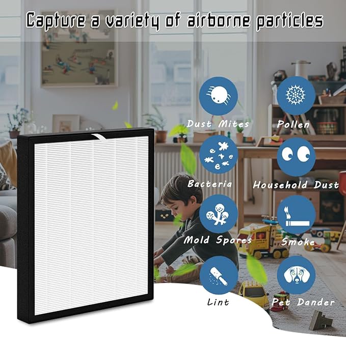 For XJ-3800 True HEPA Replacement Filter Compatible with Surround Air Intelli-Pro XJ-3800 Air Purifier, 2-in-1 H13 HEPA & Carbon Filter for Home Air Cleaner (1 Pack)