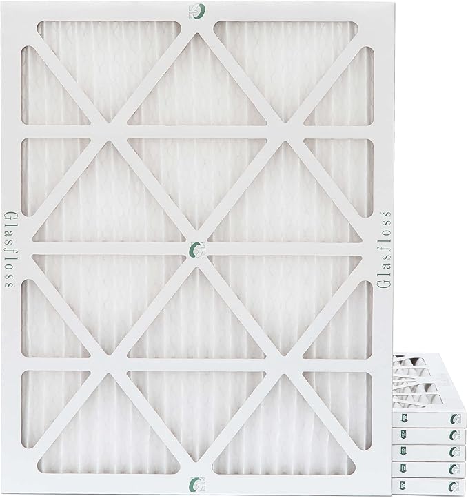 Glasfloss 20x24x1 MERV 10 (FPR 5-6) Pleated Air Filters Box of 6. Actual Size: 19-3/8 x 23-3/8 x 7/8