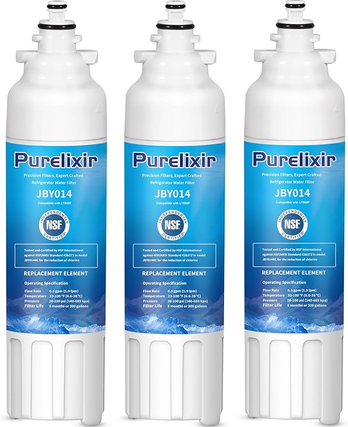 3 Pack ADQ73613401 Compatible with LG LT800P, LT800PC, ADQ736134, ADQ73613402, LSXS26326S, LSXS26366S, LMXS30776S, LSXS26366D, LMXC23746S, 46-9490, Refrigerator Water Filter Replacement