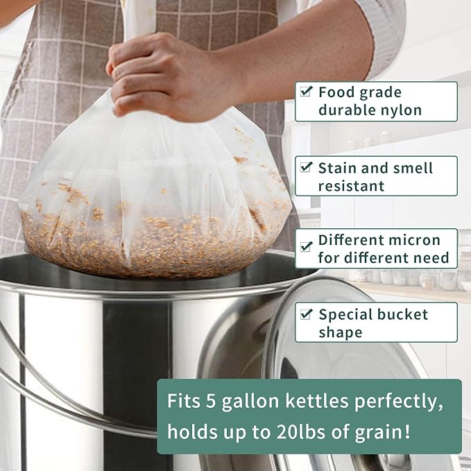 12"x18" Drawstring Straining Brew in a Bag 75 Micron Nylon Jelly Strainer Wine Beer Brew Filter Bag