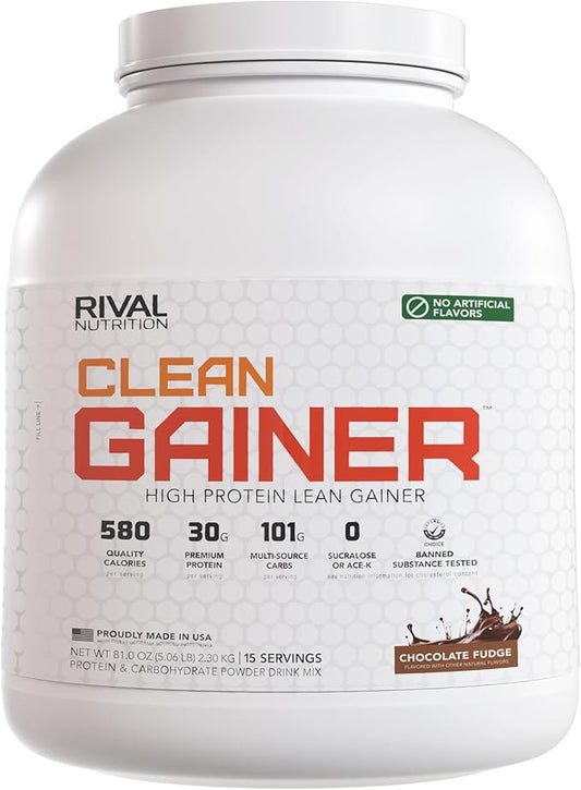 RIVAL NUTRITION Naturally Flavored Clean Gainer (5 lb, Chcoolate Fudge)