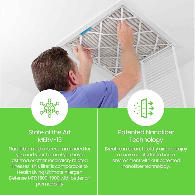 FILTI 14x20x1 Air Filter MERV 13 | Pleated Home Air Filter | HVAC AC Furnace Filter MADE IN USA (4 Pack)