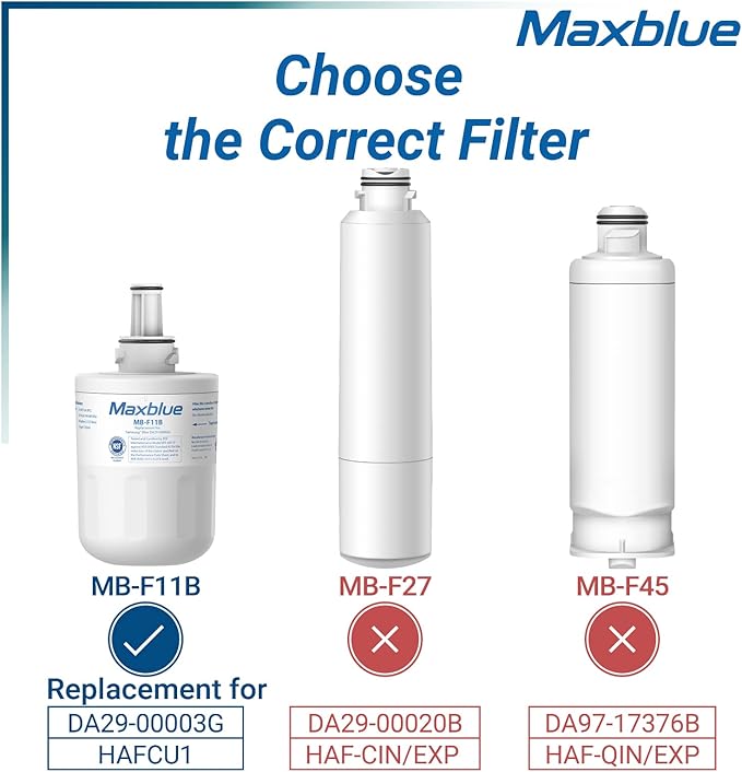 Maxblue DA29-00003G Refrigerator Water Filter, Replacement for Samsung DA29-00003G, DA29-00003B, Aqua-Pure Plus, RFG237AARS, DA29-00003F, HAFCU1, RFG297AARS, WFC2201, 1 Filter