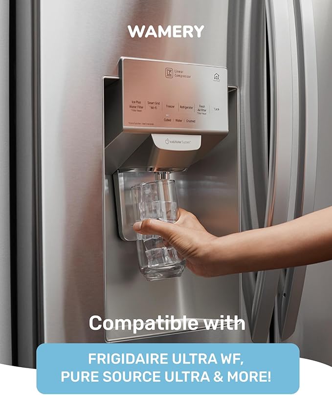 Wamery Alkaline Refrigerator Water Filter Replacement - Model ULTRAWF, 6-Month/300-Gallon Life, Twist-In Tool-Free Install, IAPMO to NSF/ANSI 42, Leak-Free Seal, BPA-Free Housing, 1 Pack