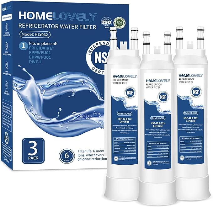 FPPWFU01 Water Filter Replacement, Compatible with Frigidaire FPPWFU01, EPPWFU01, PureAdvantage PWF-1, PurePour PWF-1 (3 Pack)