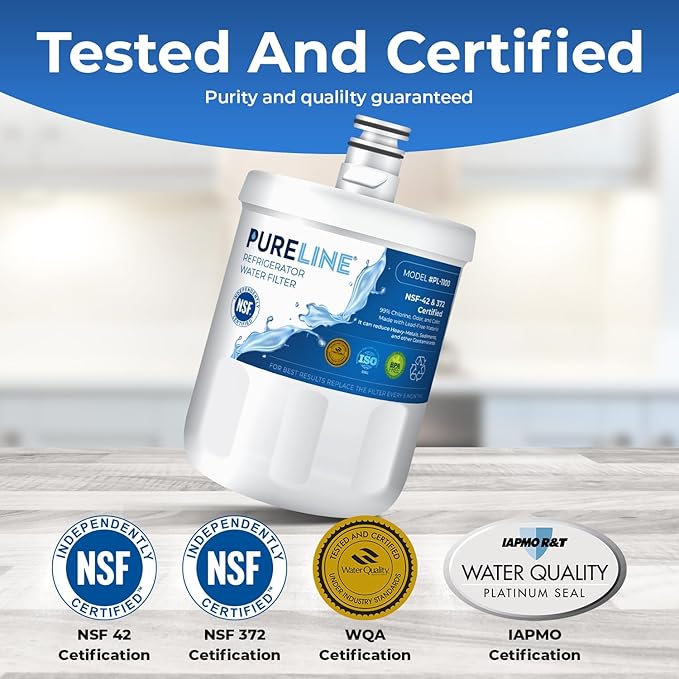 Pureline 5231JA2002A Replacement for Kenmore 9890, LG LT500P, LG GEN11042FR-08, LG 5231JA2002A, LG LFX25974ST, Refrigerator Water Filter - Reduces Bad Taste & Odor