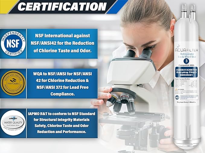 FILTER3 4396841 Refrigerator Water Filter Replacement Compatible with 4396841 4396710 EDR3RXD1 EDR3RXD1B Filter 3 P1WB2 P2RFWG2, 46-9030, Pur W10121145 W10121146 (4-PACK)