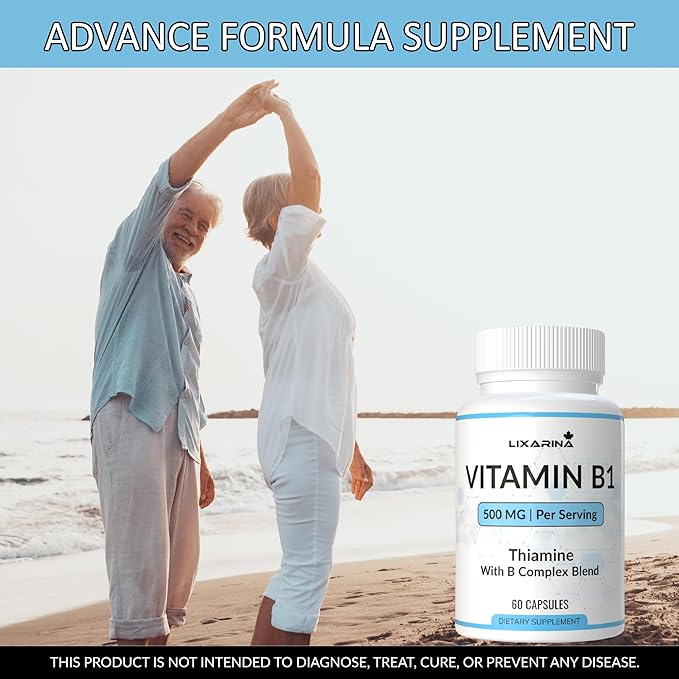 Vitamin B1 Supplement | B1 Supplement | Vitamins 500mg | Vitamins Capsules for Men and Women - 120 Capsules