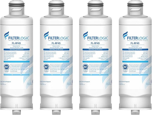 Filterlogic DA97-17376B Refrigerator Water Filte, Replacement for Samsung® HAF-QIN/EXP, DA97-08006C, RF28R7201SR, RF28R7351SG, 4 Pack