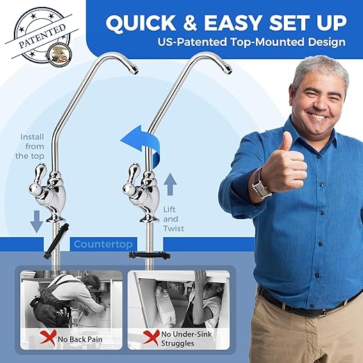 RTW5AK Reverse Osmosis Alkaline Water Filter System, pH+ Alkaline Remineralization Under Sink RO Water Filter System, 6 Stage Reverse Osmosis Water Filtration Plus Extra 3 Filters, 50 GPD