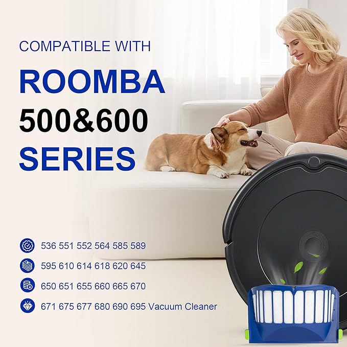Funmit Aero Vac Filter Replacement parts for Roomba 500 & 600 Series 536 550 595 614 618 620 630 635 645 650 655 660 665 671 675 677 680 690 694 695 Vacuum Cleaner, 10 Pack