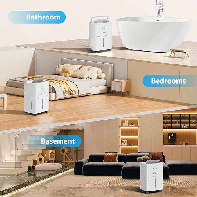 1600 sq.ft Dehumidifier for Basement, 21 Pint Dehumidifiers for Home with Drain Hose, Continuous Drainage, Washable Filter, Intelligent Humidistat for Bedroom, Bathroom, Large Room