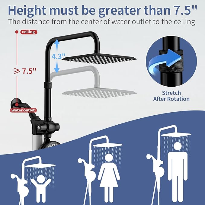 SINGSUO Filtered Rain Shower Head with Handheld Spray Combo, High Pressure Dual Shower Head with Filter for Hard Water, Modern Magnetix Double Shower Head and Handle Set, Adjustable Lift Bar (Black)