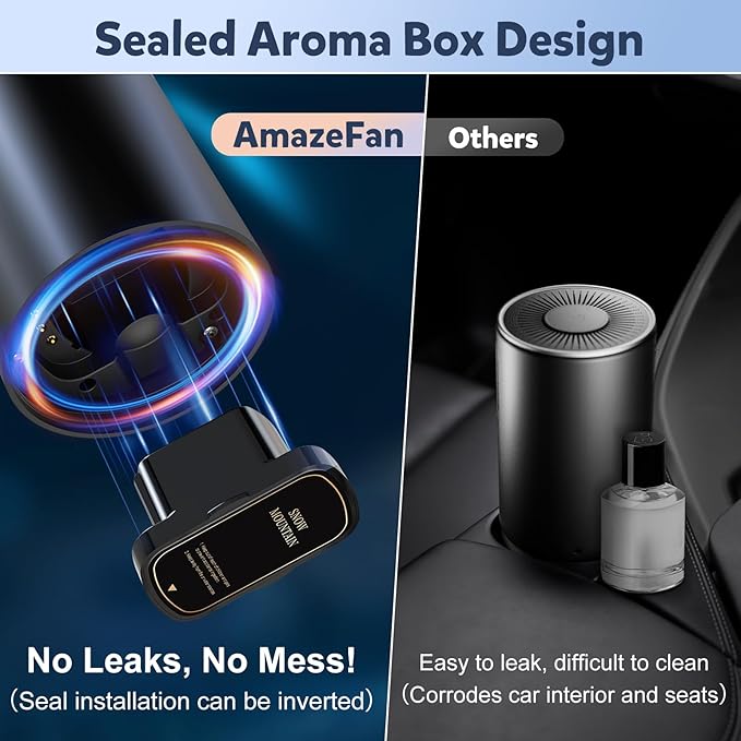 2025 Upgraded Smart Car Air Freshener Diffuser, New Car Smell Air Freshener Long Lasting, Auto On/Off, Adjustable Modes, Car Scent with 8 Ambient Lights, Car Diffusers for Essential Oil-Snow Mountain