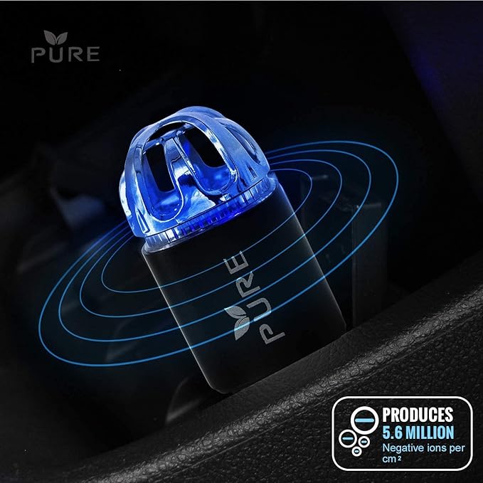 Car Air Purifier Premium Air Ionizer & Car Charger Accessory w Dual USB Ports Quick Charge 3.0 Eliminate Allergens Bad Odor Pet Smell Smoke Pollen Mold Bacteria Viruses PM2.5 & VOCs Deodorizer