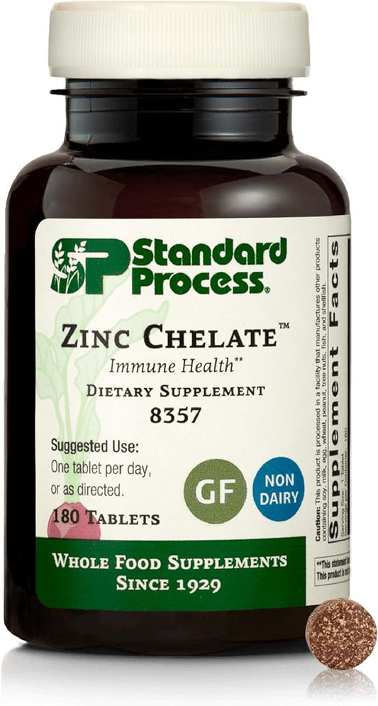 Standard Process Inc. Zinc Chelate - Whole Food Digestion and Digestive Health, and Skin Health with Beet Root and Zinc - 180 Tablets