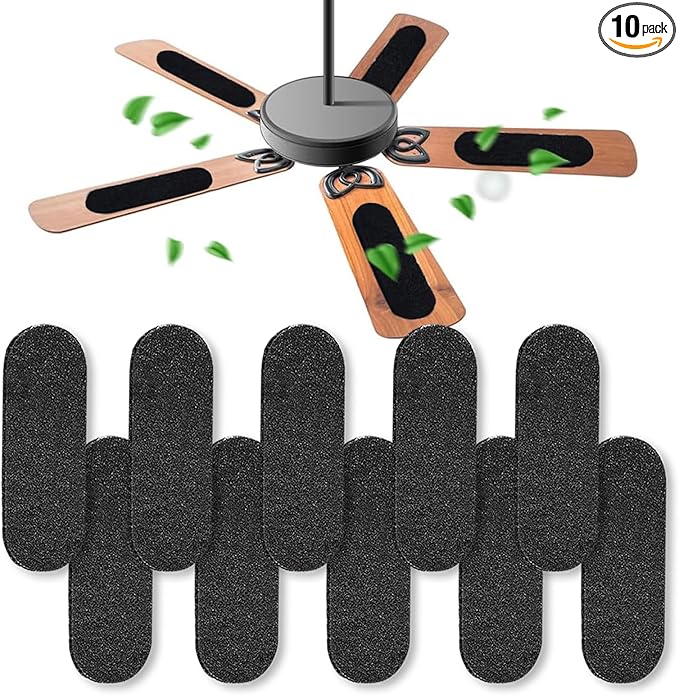 Ceiling Fan Air Filter -10 Pack Activated Coconut Shell Carbon Unscented Air Purifier Universal Rounded Rectangle Easy-Stick Ceiling Fan Blade Filters for Home Living Room Bedroom Office