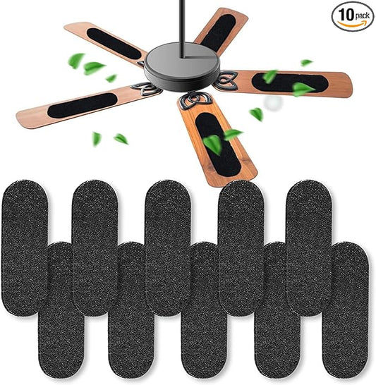 Ceiling Fan Air Filter -10 Pack Activated Coconut Shell Carbon Unscented Air Purifier Universal Rounded Rectangle Easy-Stick Ceiling Fan Blade Filters for Home Living Room Bedroom Office