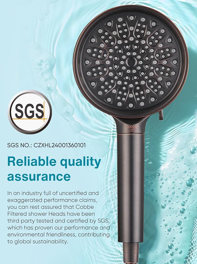 Cobbe Filtered Shower Head with Handheld, High Pressure 6 Spray Mode Showerhead with Filters, Water Softener Filters Beads for Hard Water - Remove Chlorine - Reduces Dry Itchy Skin, Oil Rubbed Bronze