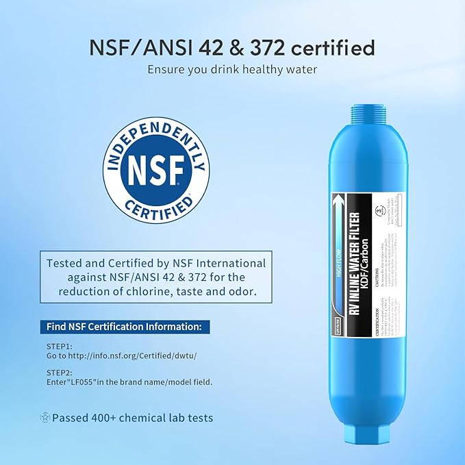 Lifefilter RV Inline Water Filter with Solid Brass 90 Degree Hose Elbow, Eliminates Stress and Strain On RV Water Intake Hose Fittings(3 Pack)