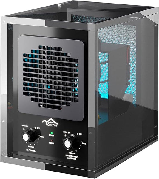 Prolux New Comfort 6 Stage UV, Ozone Generator Air Purifier Cleaner HEPA, Covers 3000 Feet, Acrylic, Home or Commercial Use, Adjustable, Powerful Fan, Portable