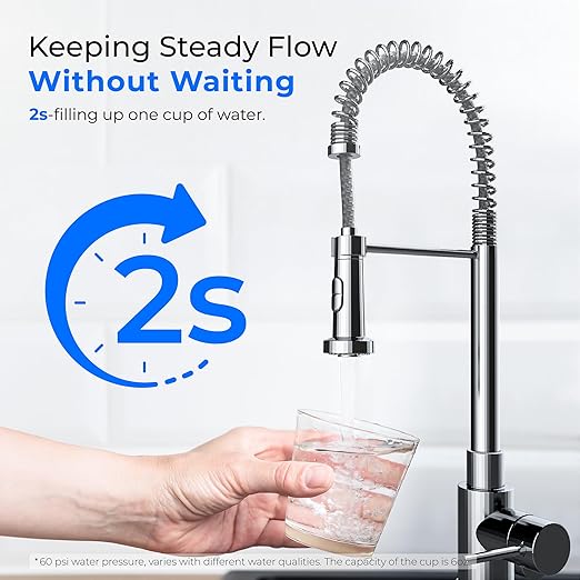 Waterdrop DST Under Sink Water Filter System, Under Sink Water Filtration System, NSF Certified Elements, Reduce Chlorine, PFOA/PFOS, Bad Taste & Odor, Silver Ions Enhanced Filtration, Stainless Steel