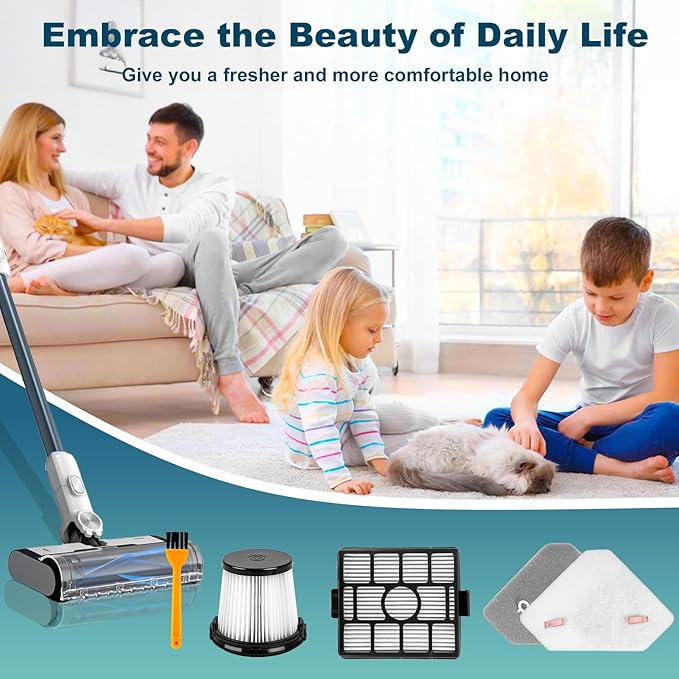 Replacement HEPA Filter for Shark BU3523 BU3521 BU3120 Cordless Stick Vacuum,Washable&Reusable Pre-Motor,Foam,and Auto-Empty System Filters-Compatible,Clean&Empty Cordless Vacuum Cleaner (4 Pack)