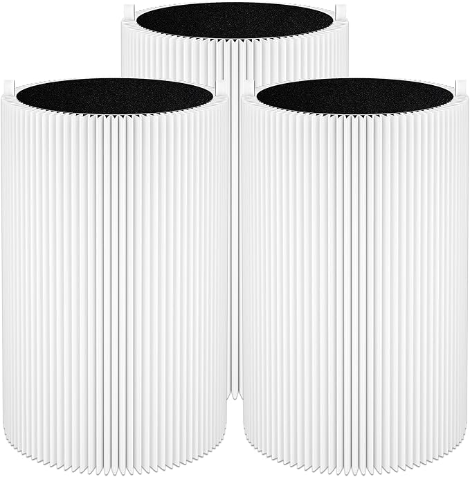 3 Pack Blue Pure 411 Filter Replacement for Blueair Blue Pure 411 Genuine, 411+, 411 Auto and MINI Air Purifier, H13 True HEPA Filter, Particle and Activated Carbon by Funmit