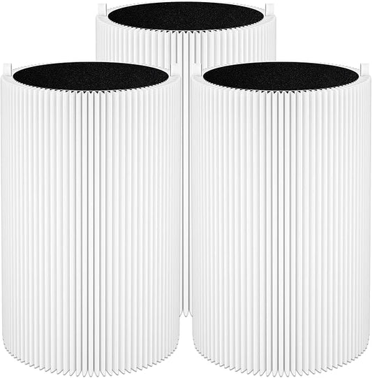 3 Pack Blue Pure 411 Filter Replacement for Blueair Blue Pure 411 Genuine, 411+, 411 Auto and MINI Air Purifier, H13 True HEPA Filter, Particle and Activated Carbon by Funmit
