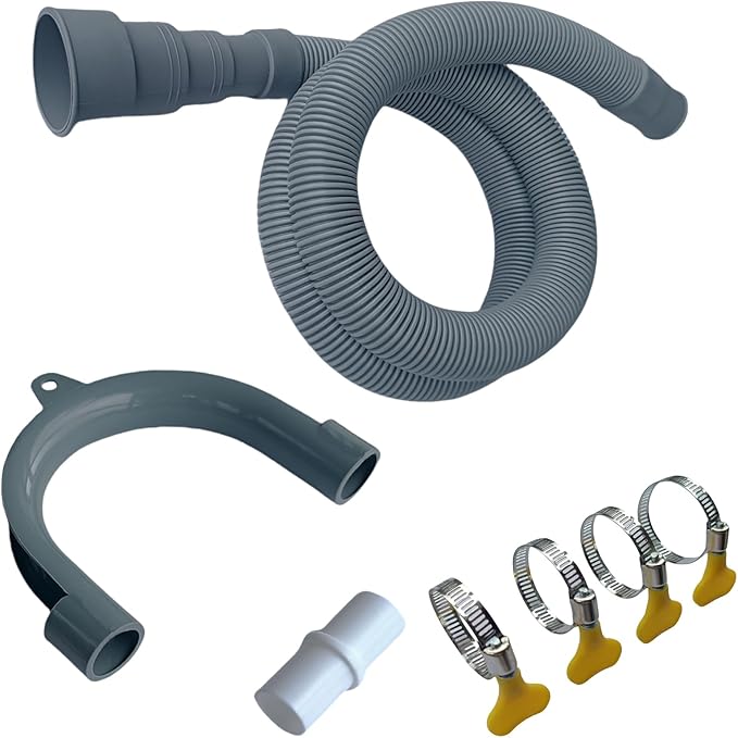 Washing Machine Drain Hose, Universal Flexible Drain Hose Extension Kit for LG/GE/Samsung Washer, Dishwasher, With 1 Extension Adapter,4 Clamps,1 U-Bend Holder (3.2feet)