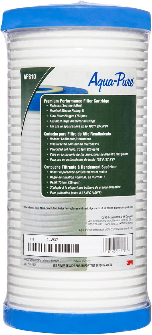 3M Aqua-Pure Whole House Replacement Water Filter AP810, For Aqua-Pure AP801, AP801-C, AP801T and AP801B Water Filtration Systems,White