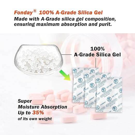 2Gram 500Packets Fonday Food Grade Silica Gel Packs Desiccants Moisture Absorbers Desiccants Packets Dehumidifier Packs