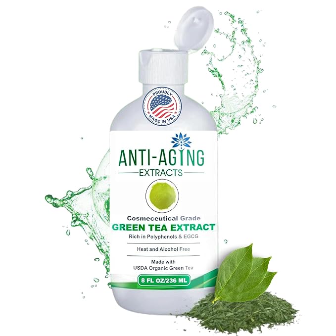 Green Tea Extract for Skin – Alcohol-Free, Cold-Processed Antioxidant Serum with USDA Organic Leaves – Cosmetic Grade for Face, Body and DIY Skincare Formulations - 8 fl oz