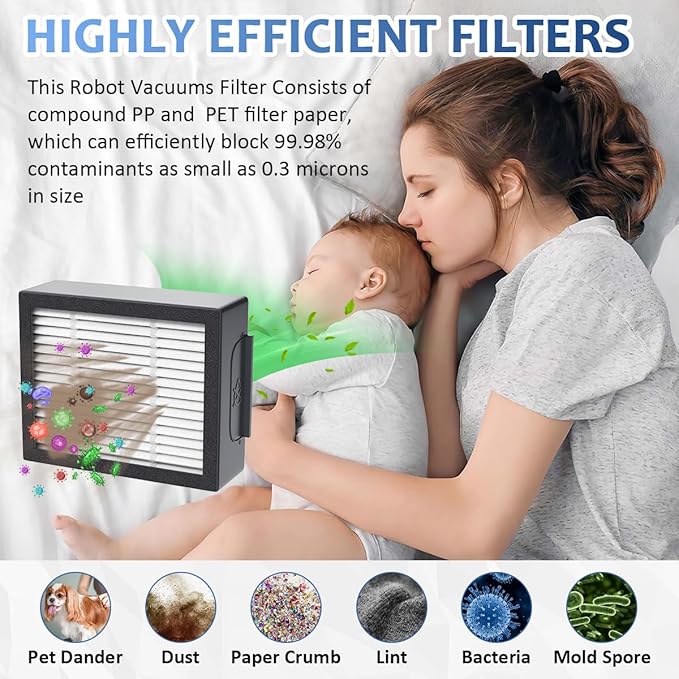 3-pack 4639161 High-Efficiency Filter for iRobot Replacement Parts Vacuum Filter, Roomba e, i & j Series, and Roomba Combo i1+ i3 i3+ i4 i5 and j5 Series