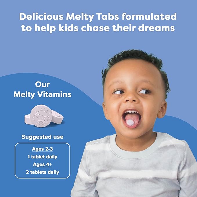 Renzo's Hercules Calcium Supplement with Vitamin D3 and K2, Dissolvable, for Ages 2+, Kids Vitamins, 60 Grape-Flavored Melty Tabs