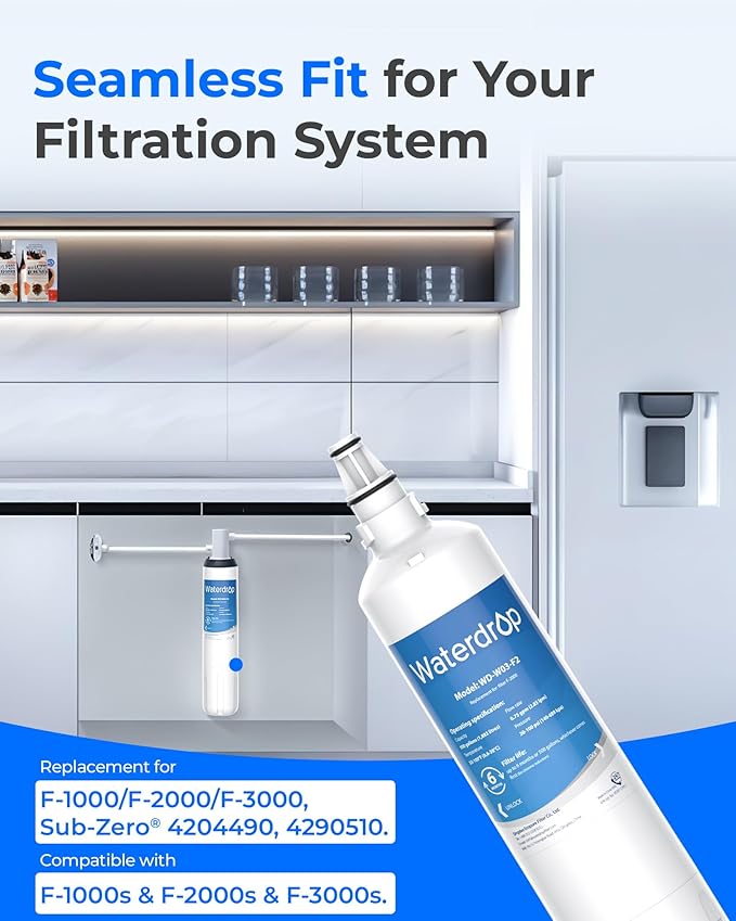 Waterdrop F-2000 4204490 Water Filter, Replacement for Sub-Zero 4204490, InSinkErator® F-1000 F-2000 F-3000 Filter and AquaPure AP Easy C-Complete, Sub Zero Water Filter Replacement, NSF/ANSI 42