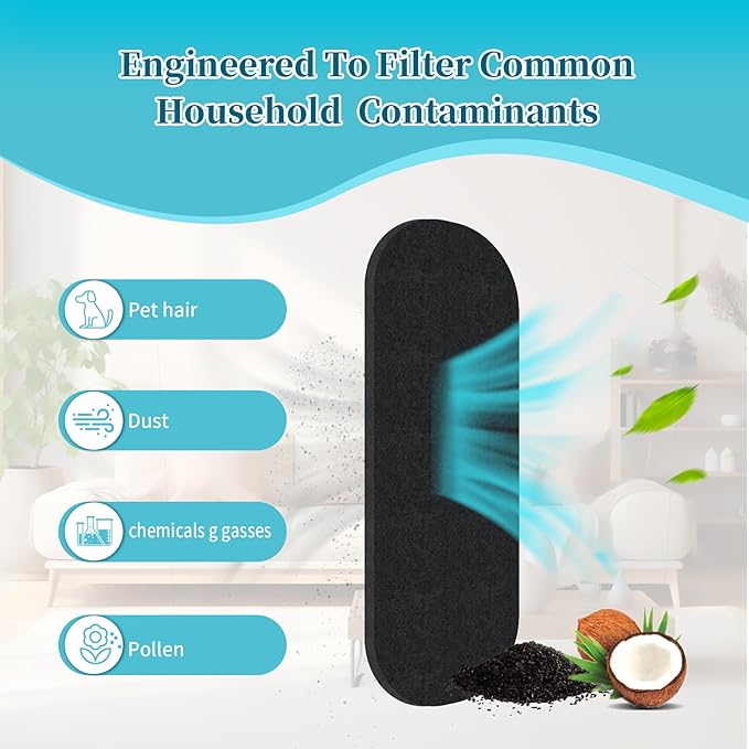 40 Pcs Ceiling Fan Filters for Blades – Fan Air Purifier Pads with Coconut Carbon – Easy-to-Stick Ceiling Fan Filters for Blades – Dust & Odor Removal Fan Blade Air Purifier Pads