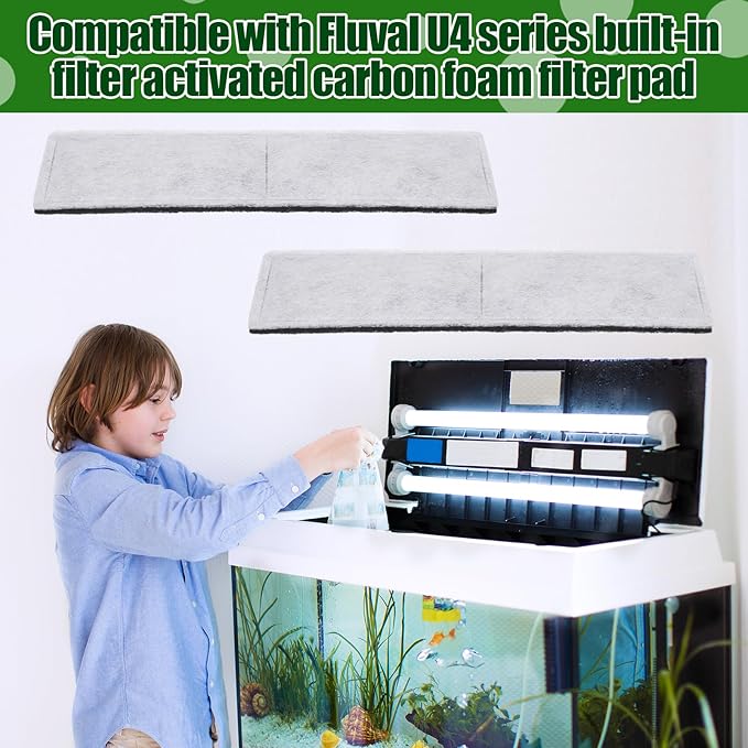 Pangda 16 Pcs Carbon Foam Filter Pads for Compatible with Fluval U4 Range of Internal Filters Replacement Compatible with Fluval U4 Range of Underwater Filter