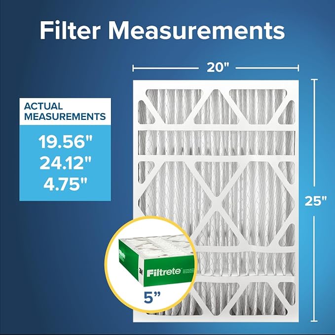 Filtrete 20x25x5 AC Furnace Air Filter, MPR 700, MERV 8, Fits Trion Air Bear & Carrier, Dust, Pollen & Pet Dander Reduction, 2-Pack (actual size 19.56 x 24.13 x 4.75 in)