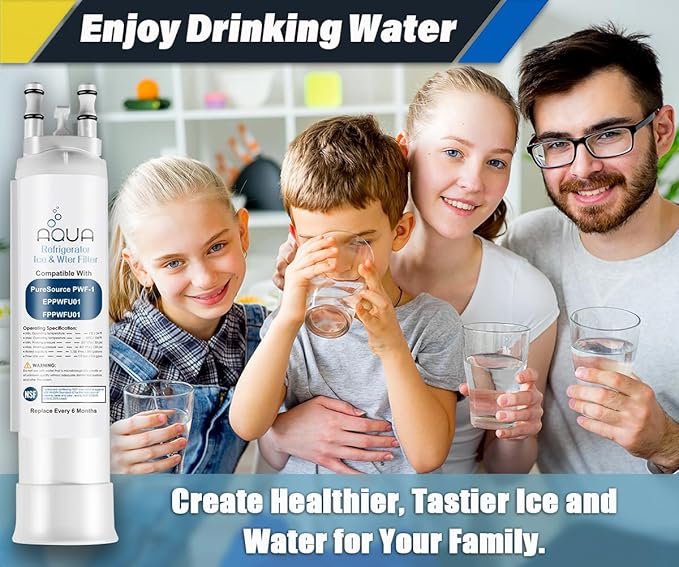 AQUA012 FPPWFU01 Water Filter Replacement Compatible with EPPWF01 PureAdvantage PWF-1 FPPWFU01 PurePour PWF-1Refrigerator Water Filter(3 Packs)