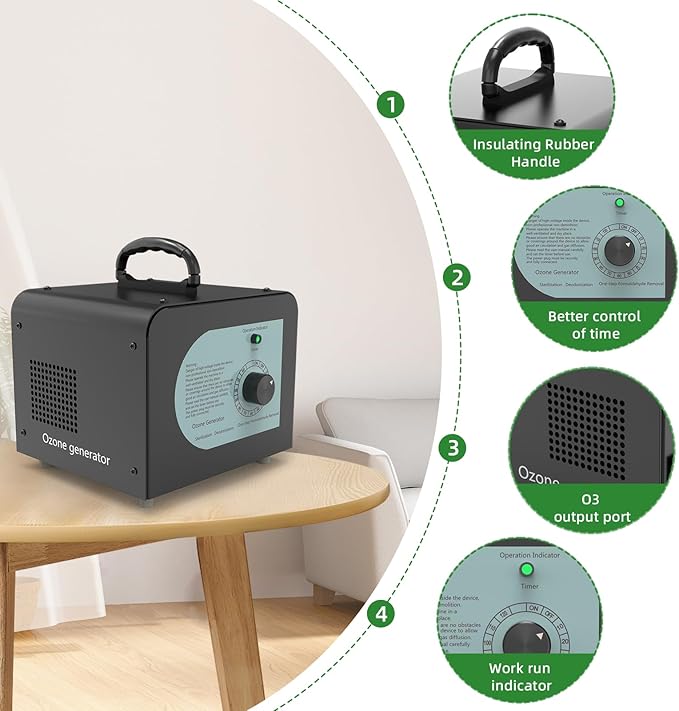 Ozone Generator Odor Eliminator 80000mg/H-High Capacity Ozone Machine Odor Removal for Large Spaces (9000 Sq. Ft)-Portable O3 Ionizer Air Purifier for Cars Homes Hotels Kitchens Pet Room