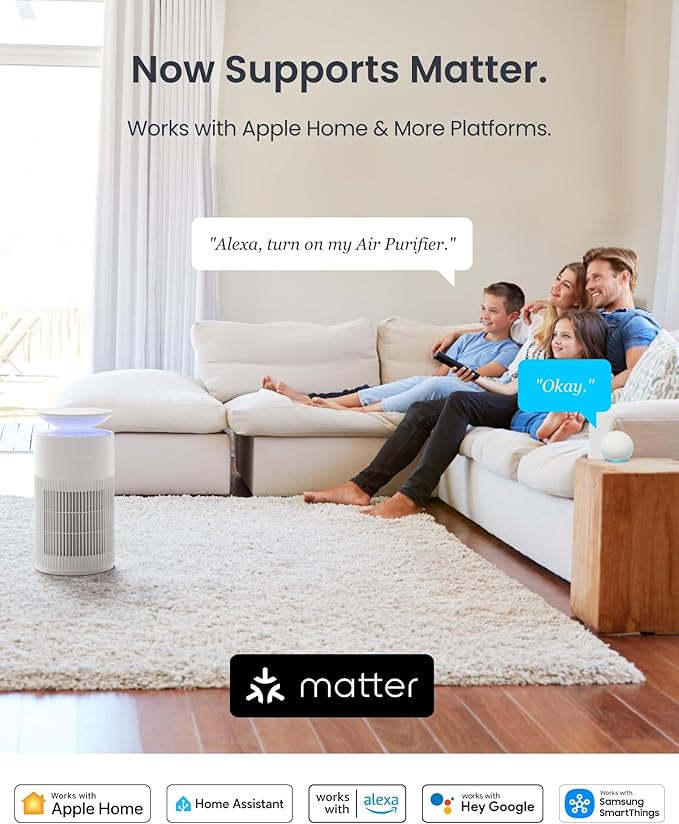 SwitchBot Air Purifiers for Home Large Room with Matter Up to 3620 ft², 20dB, Washable Pre-filter, Pet Mode, 10 RGB Colors, Aromatherapy, Work with Apple Home, Alexa, GoogleHome, HomeAssistant