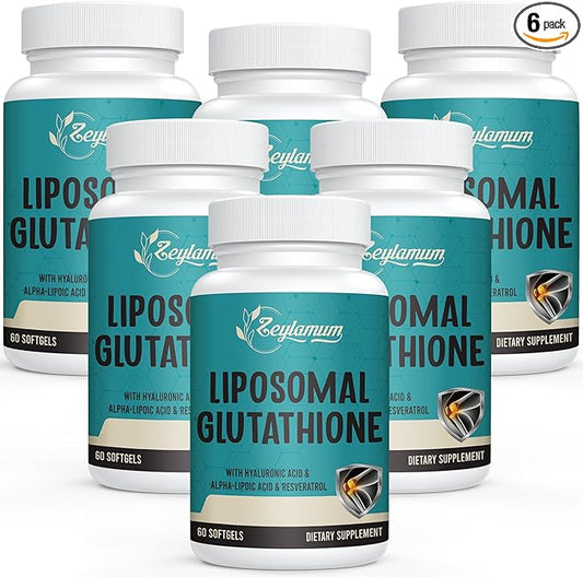 2400 MG Liposomal Glutathione Softgels, Max Absorption, Active Form L-Glutathione Reduced (GSH), with Hyaluronic Acid, Resveratrol, Master Antioxidants for Detox, Brain, Immune System, 360 Softgels