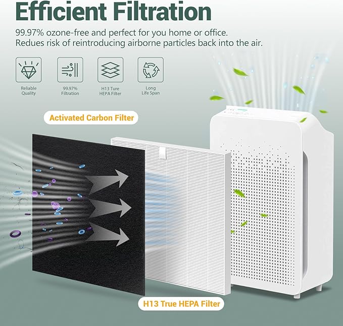 C545 Replacement Filter S Compatible with Winix C545 Air Purifier, Replaces Parts 1712-0096-00 and 2522-0058-00, 2 Pack H13 True HEPA Filter + 8 Activated Carbon Filters