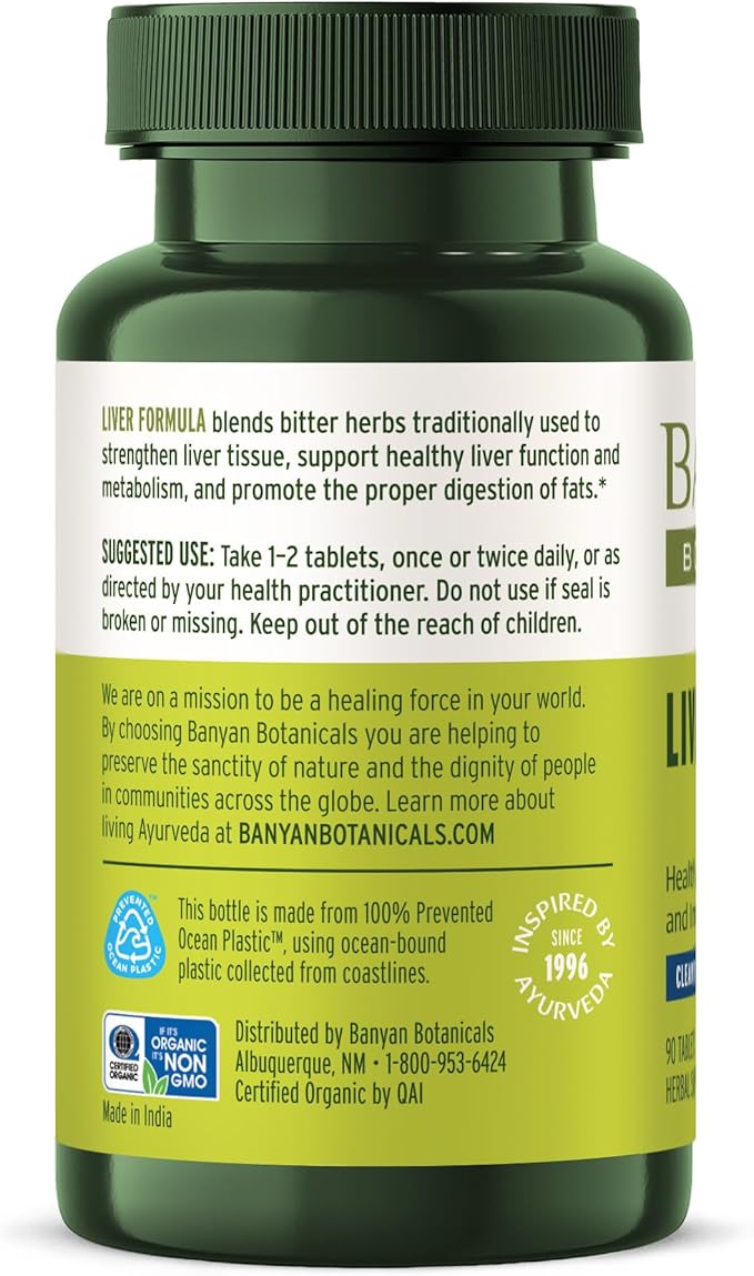 Banyan Botanicals Liver Formula - USDA Organic, 90 Tablets - Cleansing Bitter Herbs to Detoxify The Liver & Gallbladder*