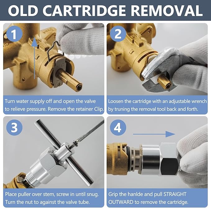 1222 Cartridge Kit for Moen 1222 Replacement Cartridge with Removal Tool 104421 and Handle Adapter 116653, for Moen Posi Temp Shower Repair