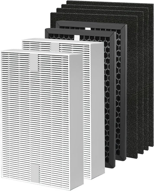 Replacement Filter Compatible with Honeywell Air Purifiers HPA5100B/HPA5100W/HPA5150/HPA3100, 2 High-Efficiency, 2 S Carbon and 4 A Pre-Filters, Part # HRF-R1 HRFSC1 HRF-ARVP100 HRF-A100