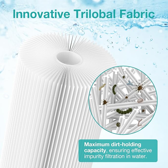 SimPure 10"x4.5" Pleated Sediment Water Filter, 50 Micron Whole House Water Filter Cartridge for Well Water Compatible with FXHSC, ECP20-BB, R50-BBSA, CB1-SED10-BB (4 Pack)