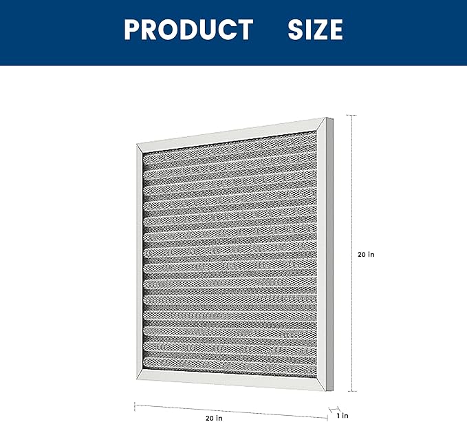 20x20x1 HVAC Furnace Air Filter, Lasts a Lifetime, Washable, the Last HVAC Filter You Will Ever Buy, Healthier Home or Office, Merv 8