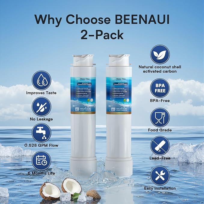 Water Filter Replacement, Compatible with EPTWFU01 and Pure Source Ultra II, EWF02, EPTWFU01C, 4562222, 012505454226, 807946701 – Advanced Filtration Technology, Long Life Span, 2 Pack